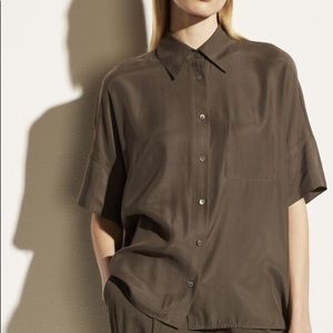 Utility Pocket Stitch Short Sleeve Shirt, Dark Green, XXS